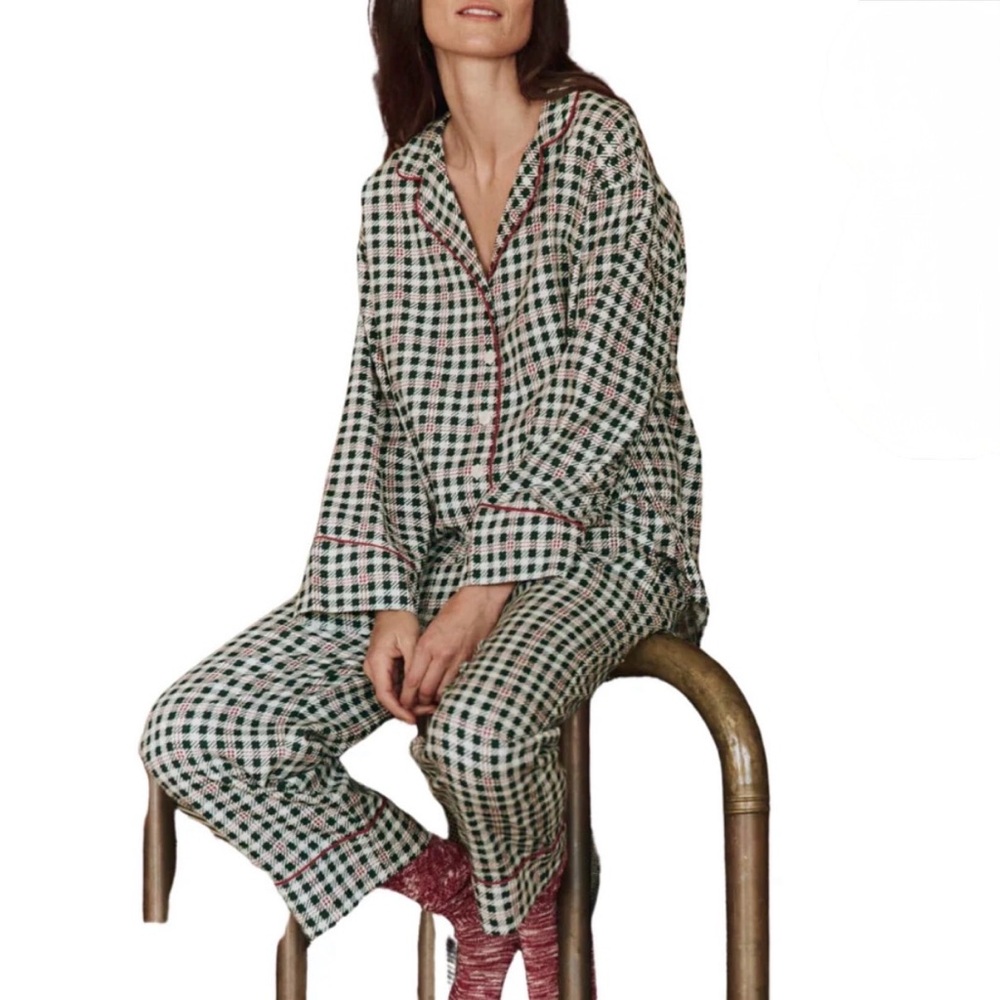 THE GREAT. Winter Pine Plaid Pajama Set